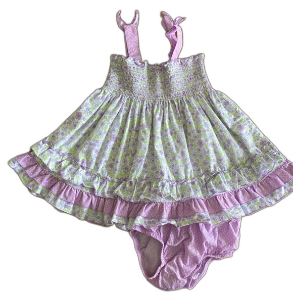Carter's Purple Floral Dress & Bloomer Set Girls' 18 Months - Picture 1 of 12